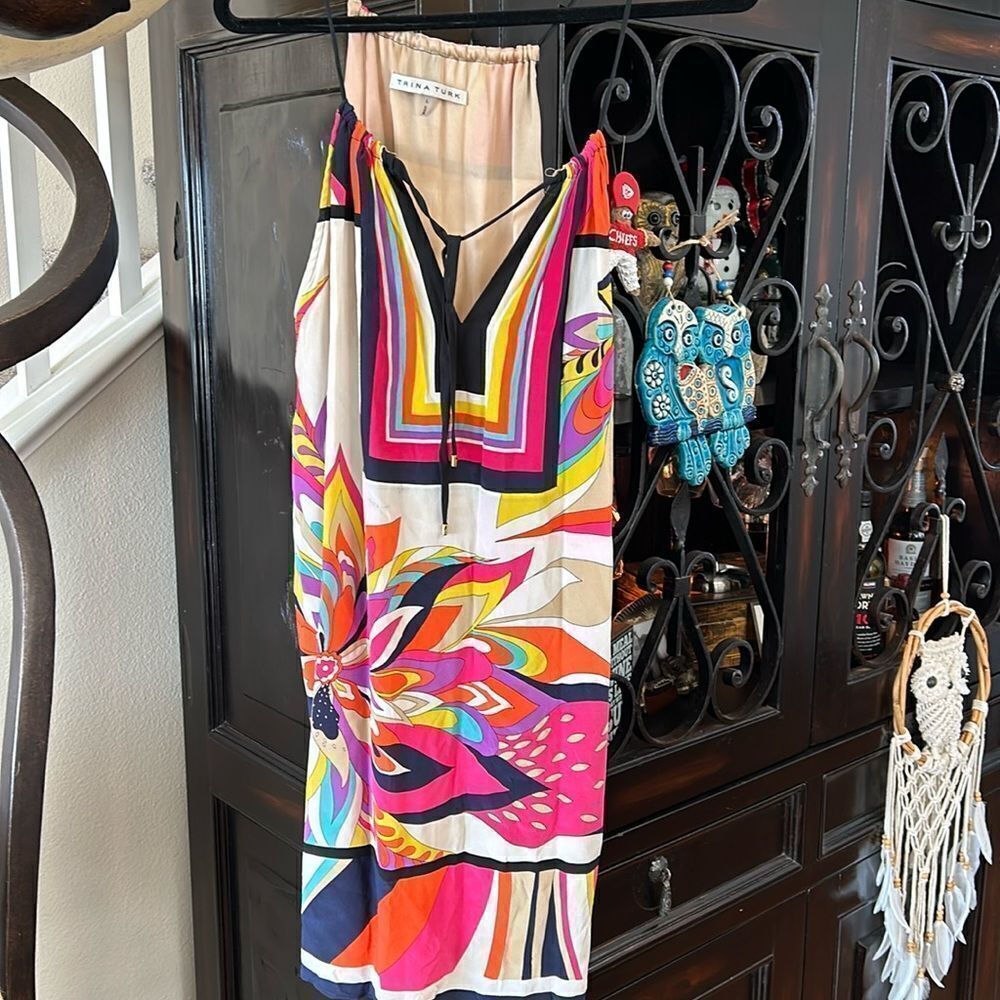Trina Turk Multicolor Floral Print Sleeveless Dress